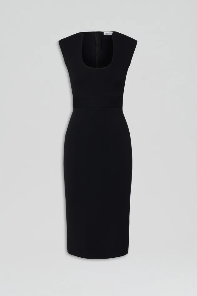 Dresses CREPE KNIT SCOOP NECK DRESS BLACK Scanlan Theodore Women