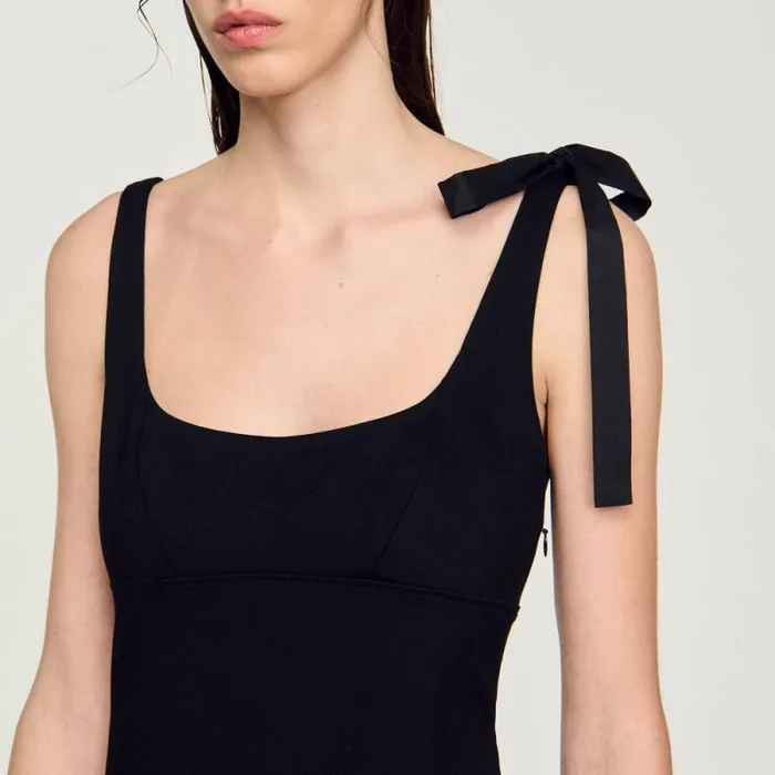 Dresses Women SANDRO Dualmaterial Short Dress Black