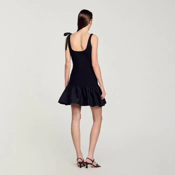 Dresses Women SANDRO Dualmaterial Short Dress Black