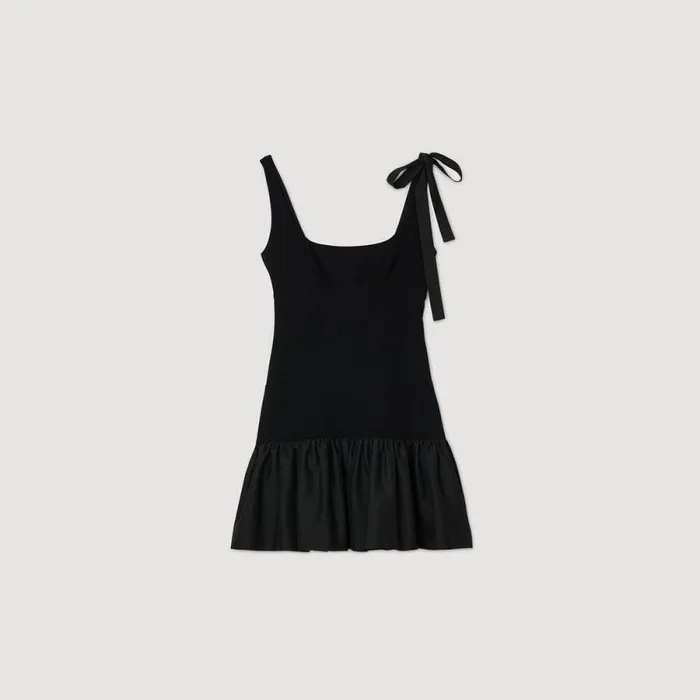 Dresses Women SANDRO Dualmaterial Short Dress Black