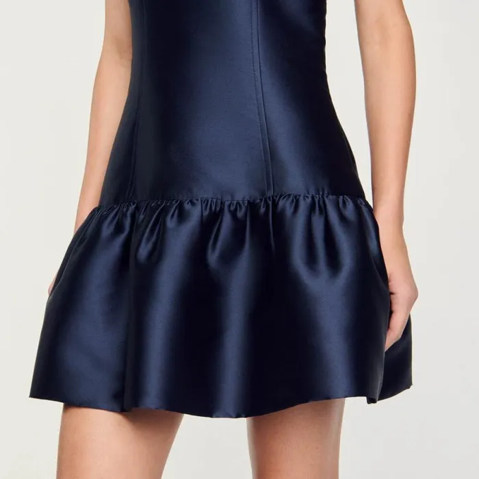 Dresses Women SANDRO Short Satin Dress Midnight Blue