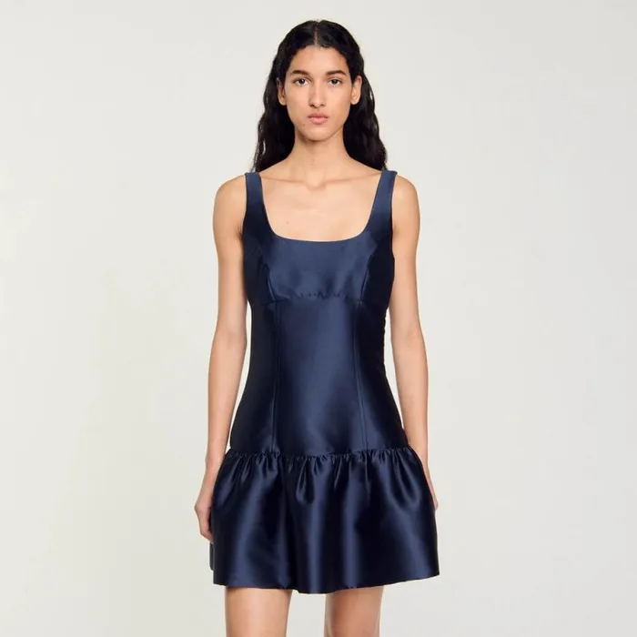 Dresses Women SANDRO Short Satin Dress Midnight Blue