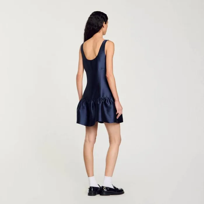 Dresses Women SANDRO Short Satin Dress Midnight Blue
