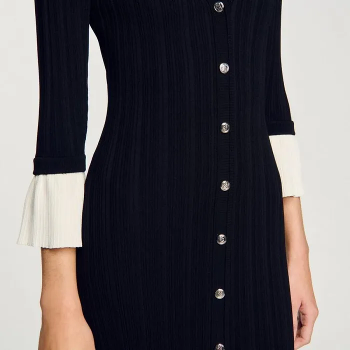 Dresses Women SANDRO Twotone Knit Maxi Dress Black
