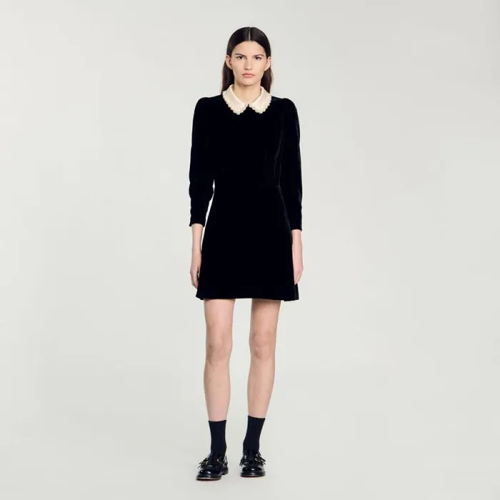Dresses Women SANDRO Velvet Dress Black