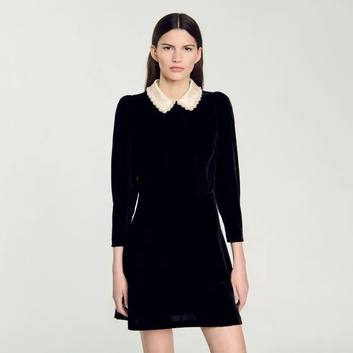 Dresses Women SANDRO Velvet Dress Black