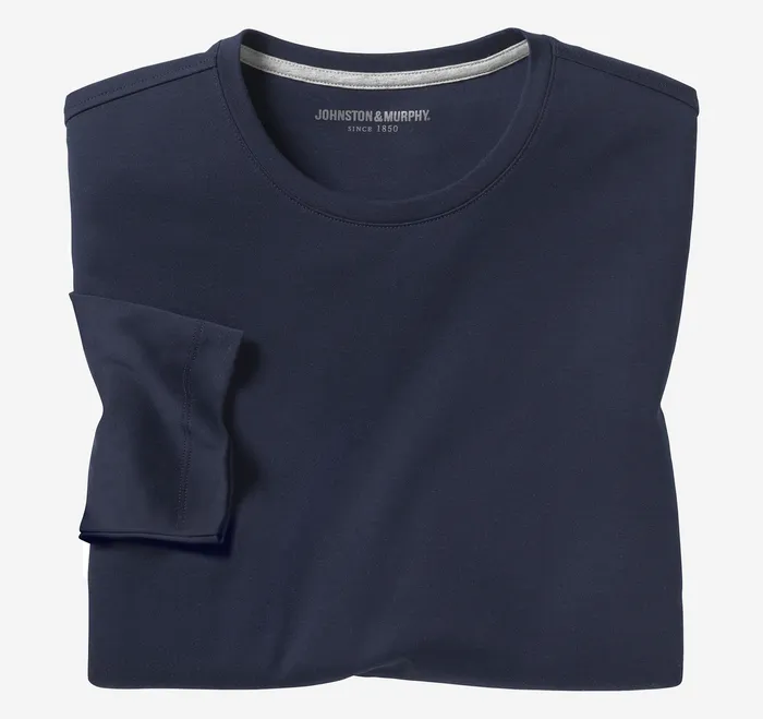 Essential LongSleeve Tee Navy Men Apparel Johnston and Murphy