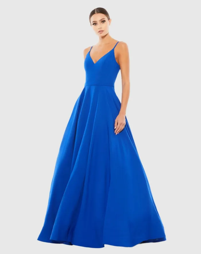 Evening Gowns Classic ALine VNeck Ballgown Blush 8211 Mac Duggal Women