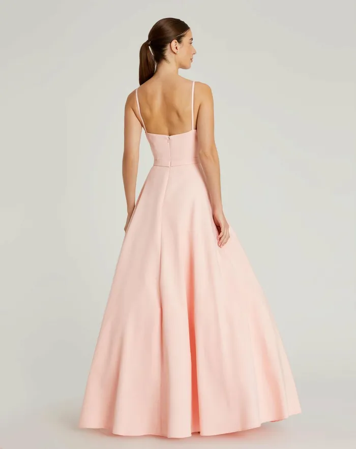 Evening Gowns Classic ALine VNeck Ballgown Blush 8211 Mac Duggal Women