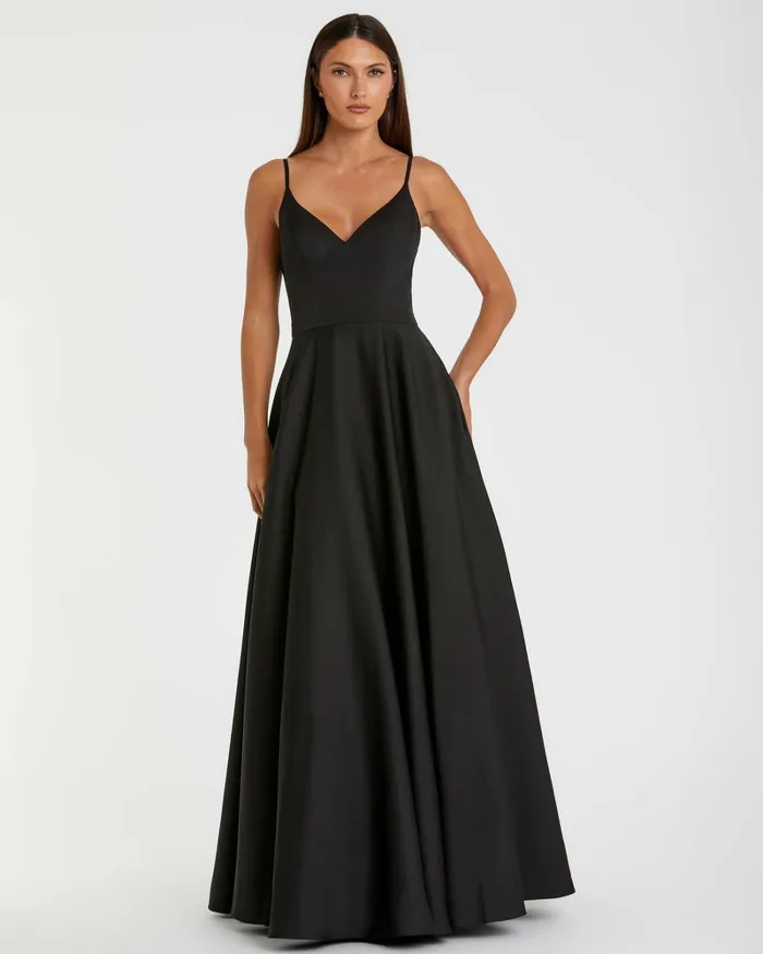 Evening Gowns Classic ALine VNeck Ballgown Blush 8211 Mac Duggal Women
