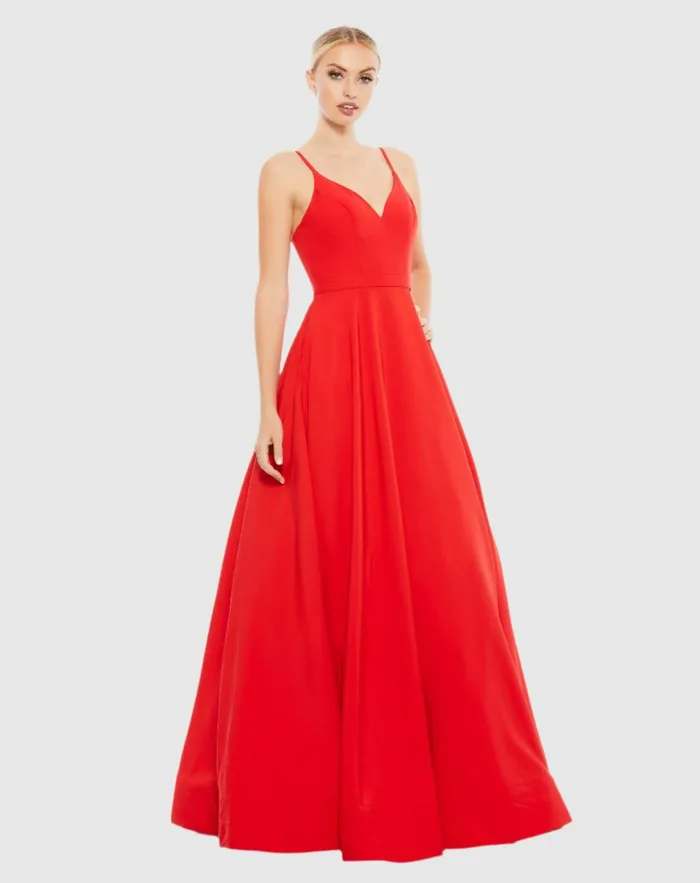 Evening Gowns Classic ALine VNeck Ballgown Blush 8211 Mac Duggal Women
