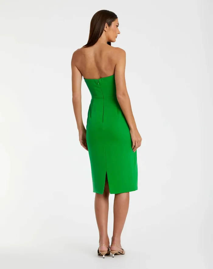 Every Day Dresses Women Mac Duggal Crepe Strapless Twist Top Fitted Midi Dress Spring Green