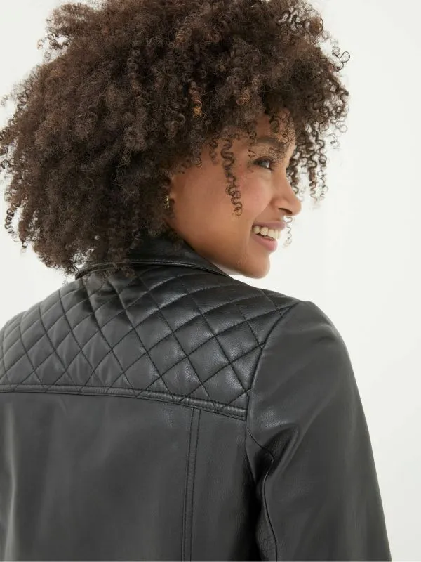 Fat Face Coats and Jackets Women Bethany Black Quilted Biker Jacket