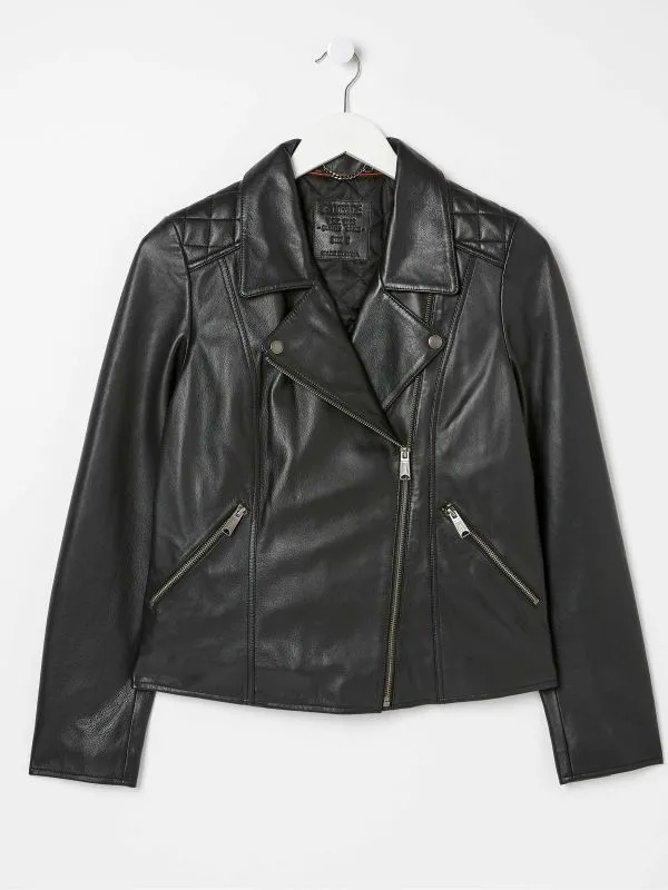 Fat Face Coats and Jackets Women Bethany Black Quilted Biker Jacket