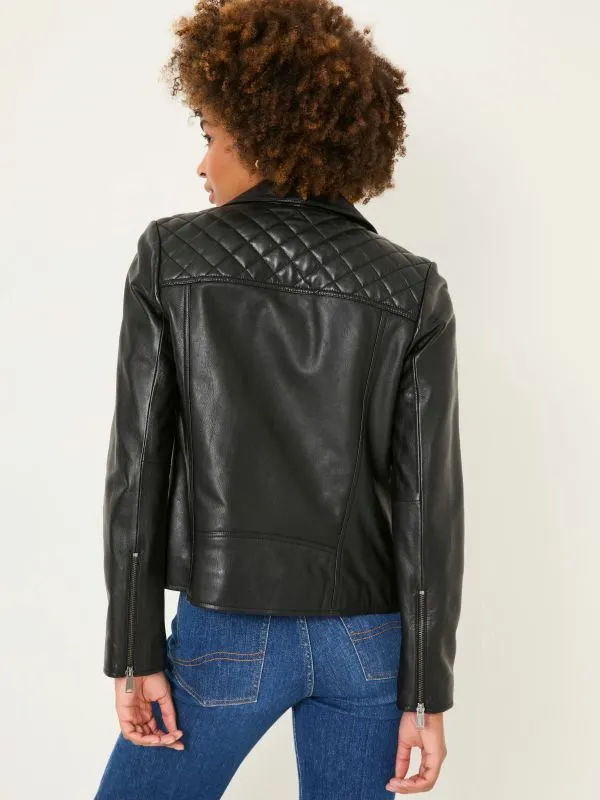 Fat Face Coats and Jackets Women Bethany Black Quilted Biker Jacket
