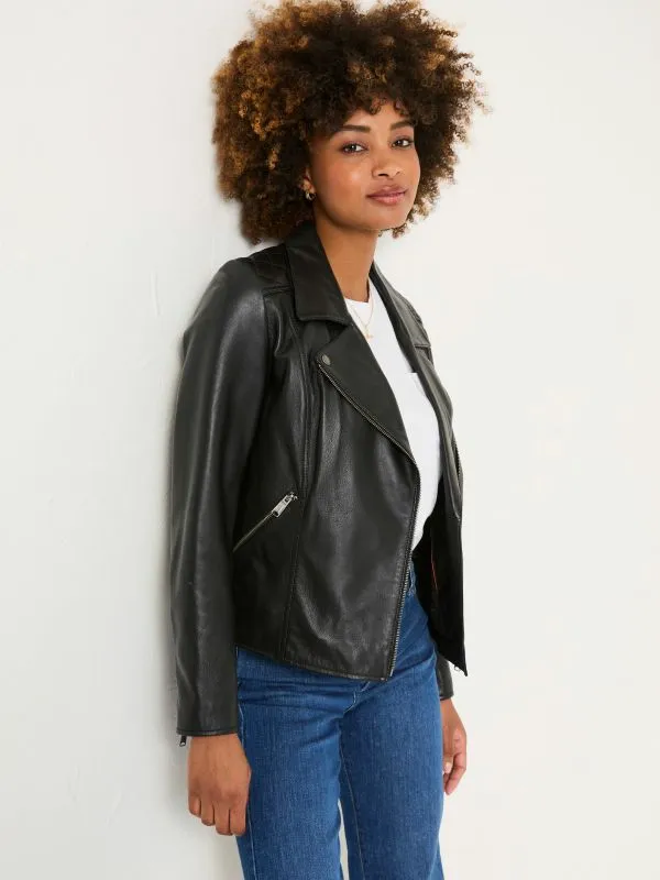 Fat Face Coats and Jackets Women Bethany Black Quilted Biker Jacket