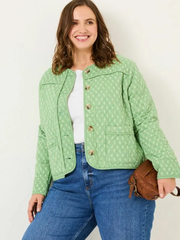 Fat Face Coats and Jackets Women Mia Light Green Woodblock Quilted Jacket