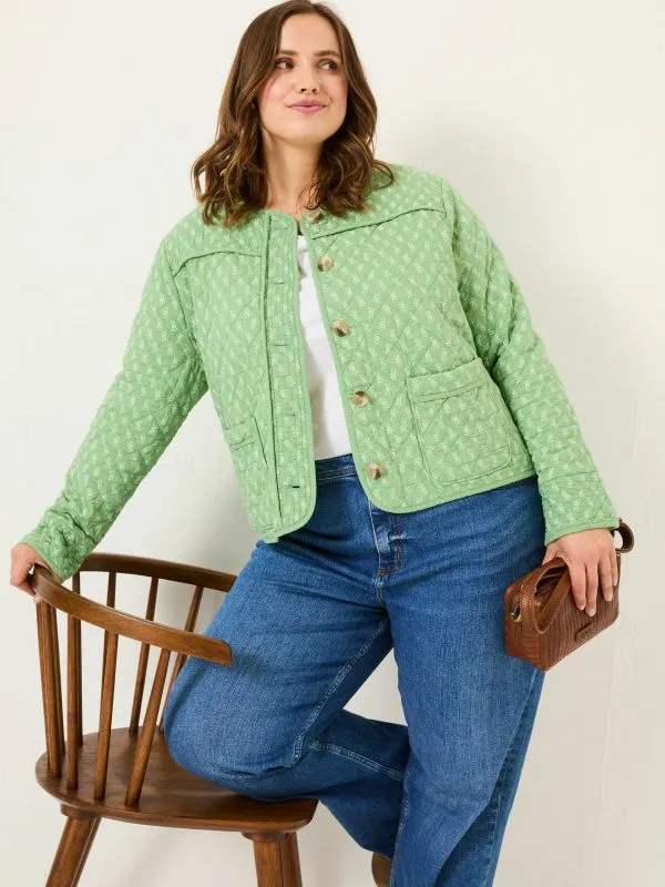 Fat Face Coats and Jackets Women Mia Light Green Woodblock Quilted Jacket