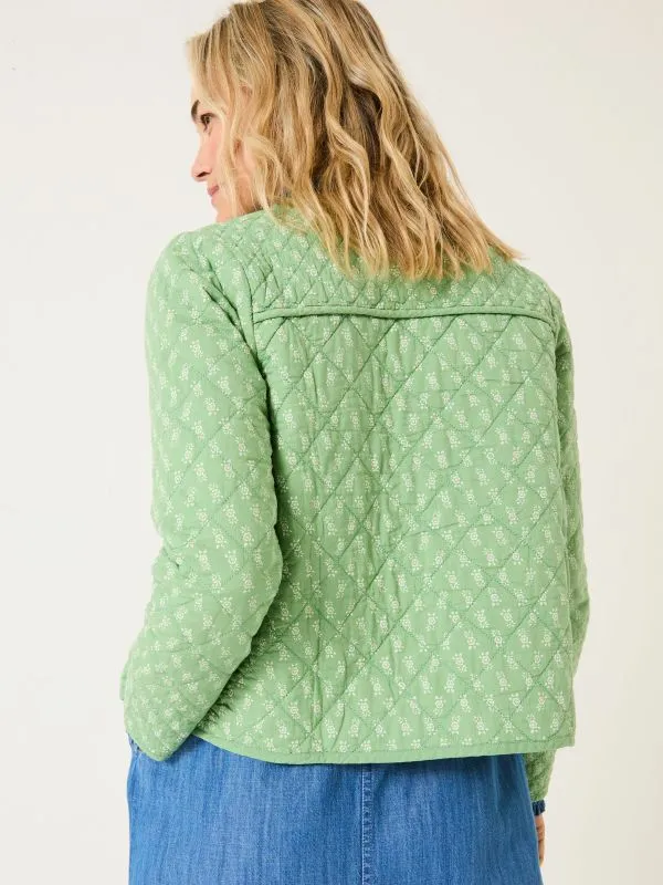 Fat Face Coats and Jackets Women Mia Light Green Woodblock Quilted Jacket