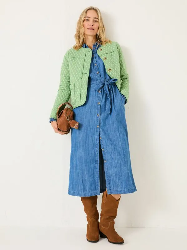 Fat Face Coats and Jackets Women Mia Light Green Woodblock Quilted Jacket