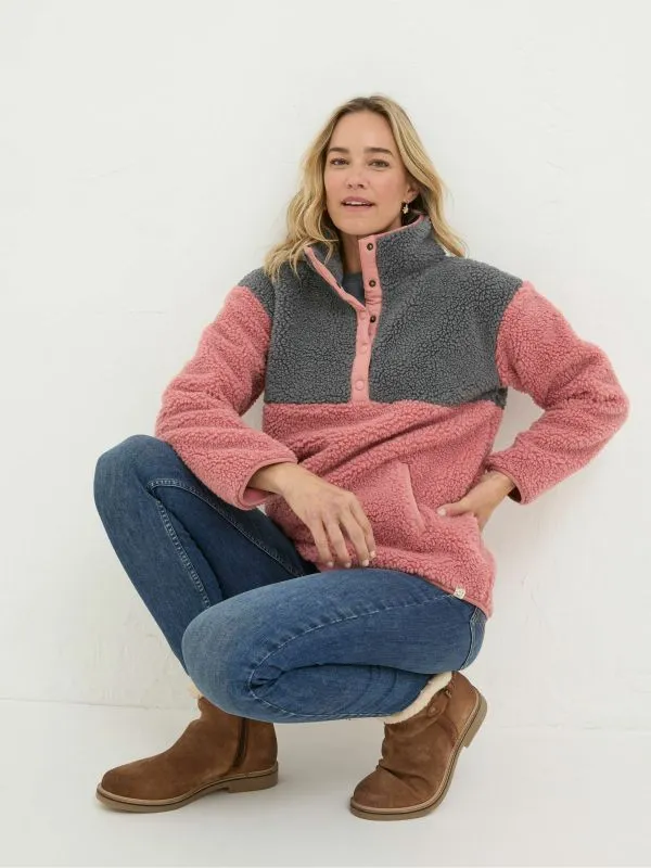Fat Face Coats and Jackets Women Multi Colourblock Half Neck Fleece