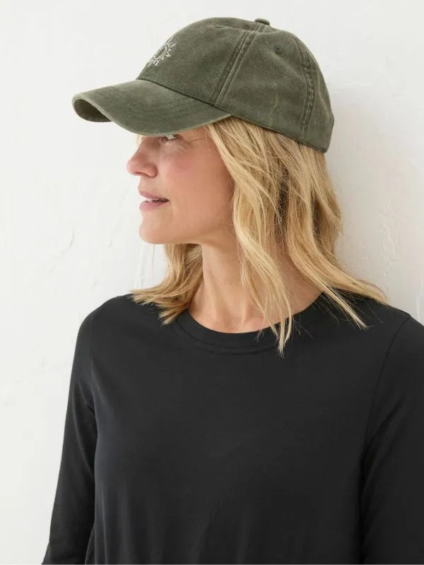 Fat Face Hats Women Khaki Green Embroidered Sun Cap