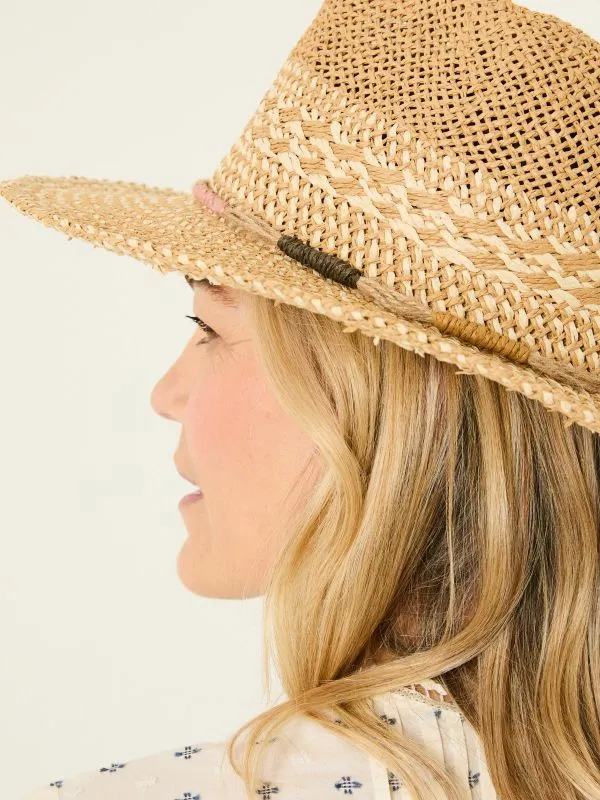 Fat Face Hats Women Natural Straw Fedora Hat