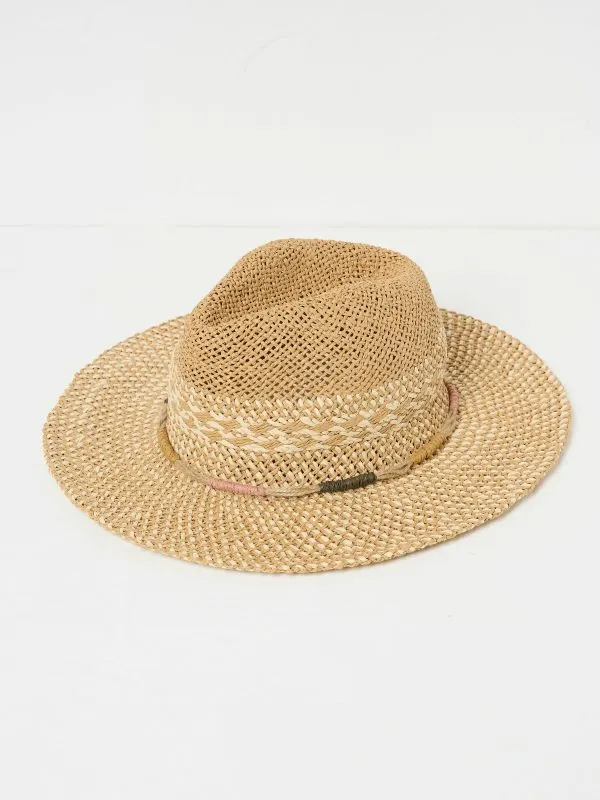 Fat Face Hats Women Natural Straw Fedora Hat