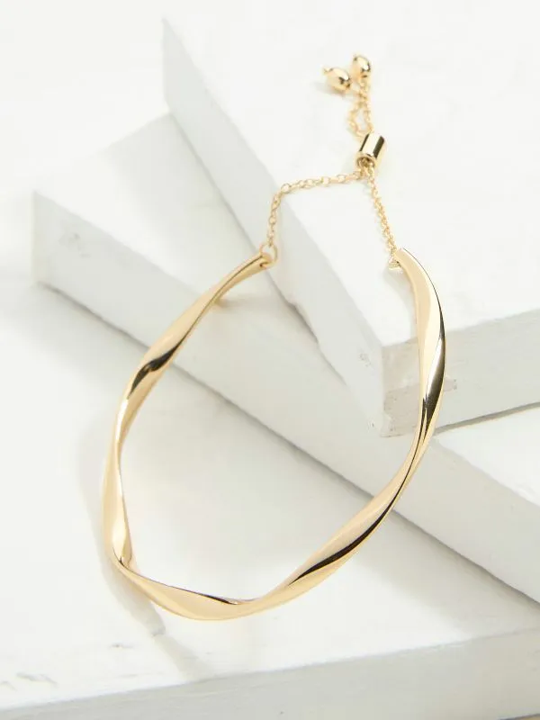 Fat Face Jewellery Women Gold Tone Adjustable Hammered Bangle