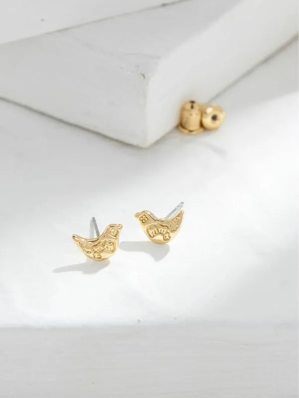 Fat Face Jewellery Women Gold Tone Bird Stud Earrings