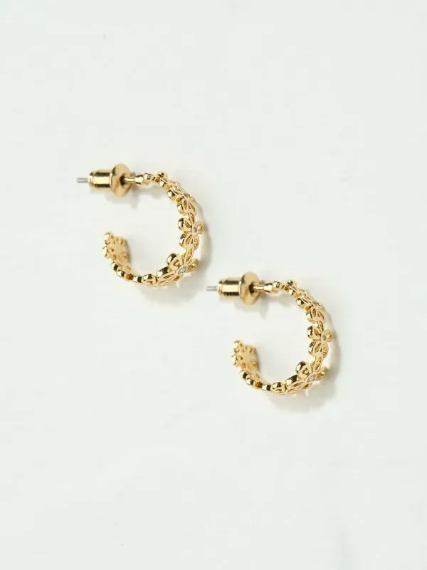 Fat Face Jewellery Women Gold Tone Daisy Chain Hoop Earrings