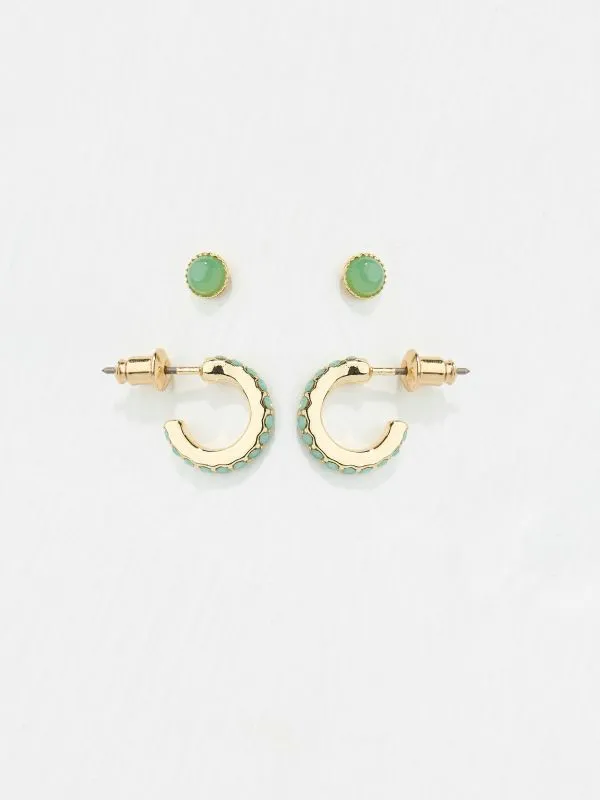 Fat Face Jewellery Women Green Stud And Hoop Earrings