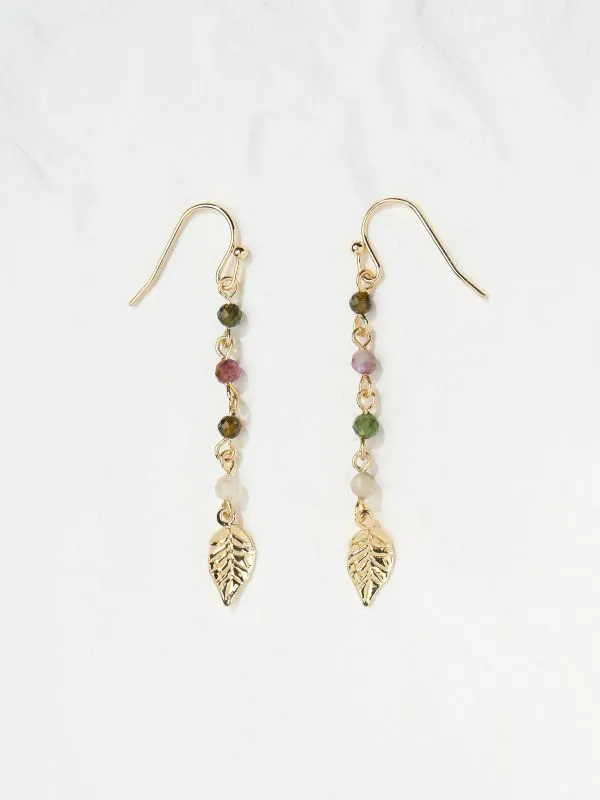 Fat Face Jewellery Women Multi Multi Gem Leaf Drop Earrings