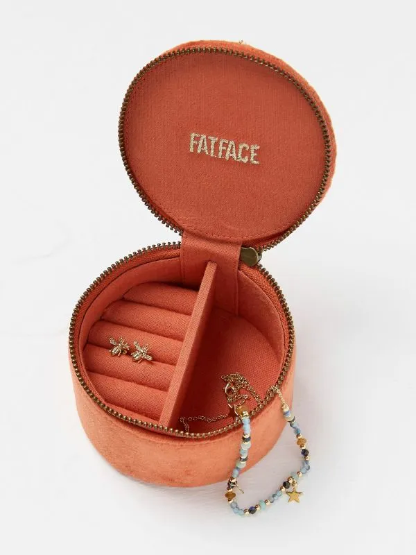Fat Face Jewellery Women Orange Bee Embroidered Travel 100 Cotton Jewellery Box Fat Face Jewellery Women Orange Bee Embroidered Travel 100 Cotton Jewellery Box