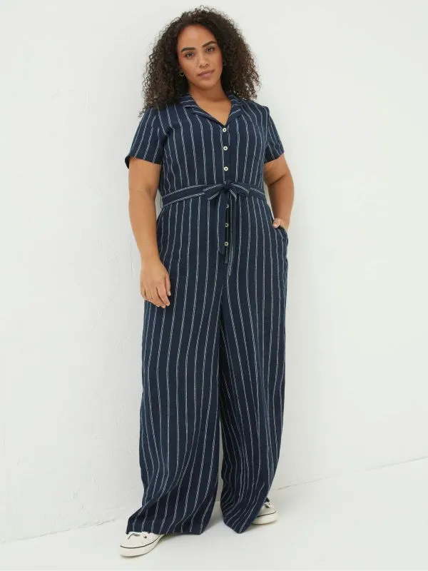 Fat Face Jumpsuits and Playsuits Women Blue Acre Stripe Linen Blend Jumpsuit Fat Face Jumpsuits and Playsuits Women Blue Acre Stripe Linen Blend Jumpsuit