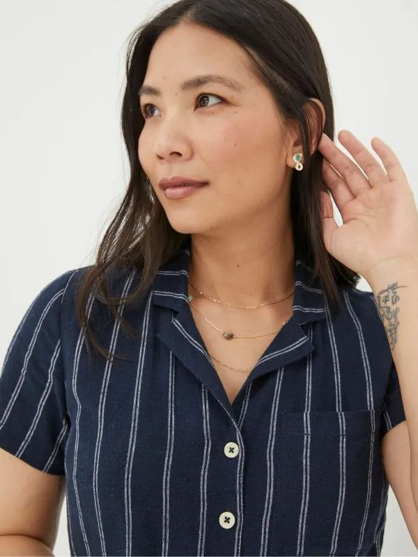 Fat Face Jumpsuits and Playsuits Women Blue Acre Stripe Linen Blend Jumpsuit Fat Face Jumpsuits and Playsuits Women Blue Acre Stripe Linen Blend Jumpsuit
