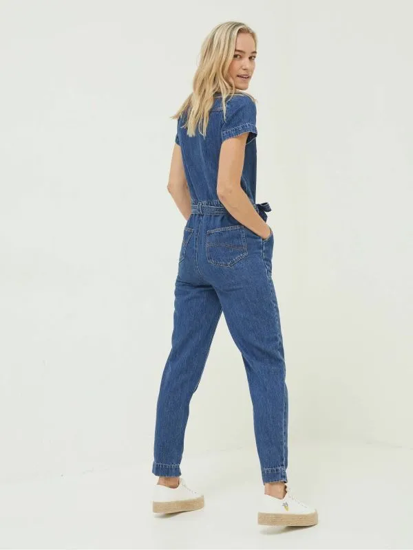 Fat Face Jumpsuits and Playsuits Women Blue Imogen Short Sleeve Boilersuit
