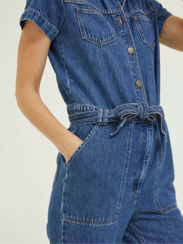 Fat Face Jumpsuits and Playsuits Women Blue Imogen Short Sleeve Boilersuit