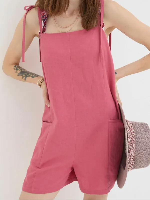 Fat Face Jumpsuits and Playsuits Women Hallie Pink Linen Blend Playsuit