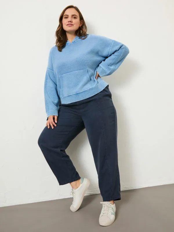 Fat Face Knitwear Women Blue Lana Laundered Knitted 100 Cotton Hoodie