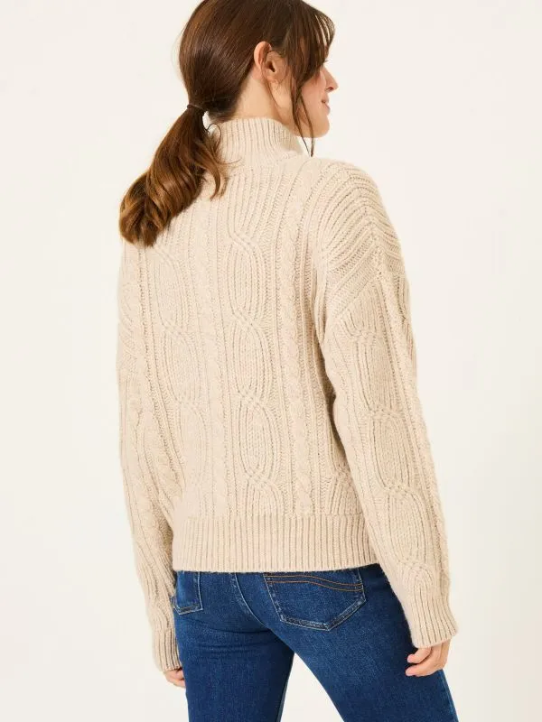 Fat Face Knitwear Women Natural Erin Cable Knitted Zip Through Cardigan
