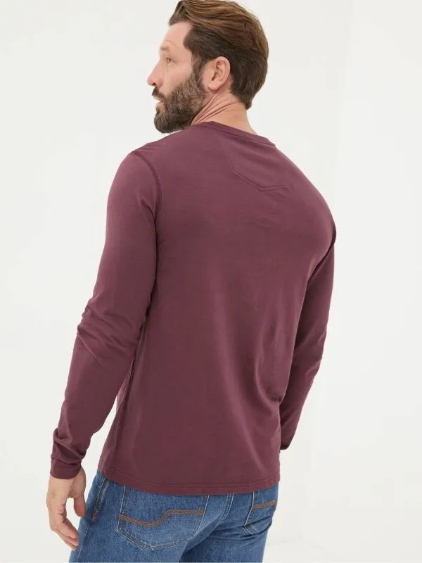 Fat Face Loungewear Men Burgundy Red Long Sleeve 100 Cotton TShirts 3 Pack