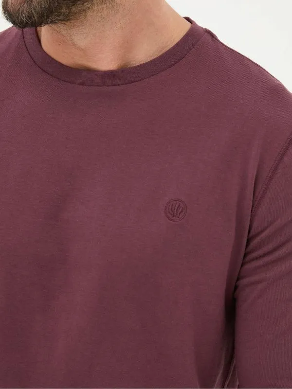 Fat Face Loungewear Men Burgundy Red Long Sleeve 100 Cotton TShirts 3 Pack