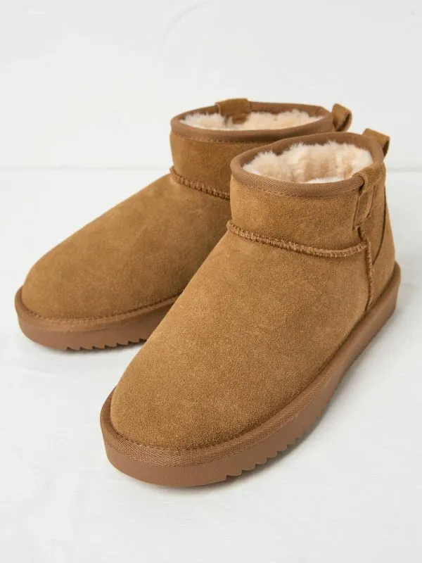 Fat Face Pyjamas and Nightwear Women Maeve Brown Mini Boot Slippers