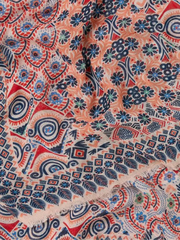 Fat Face Scarves Women Pink Patchwork Printed Lightweight Scarf