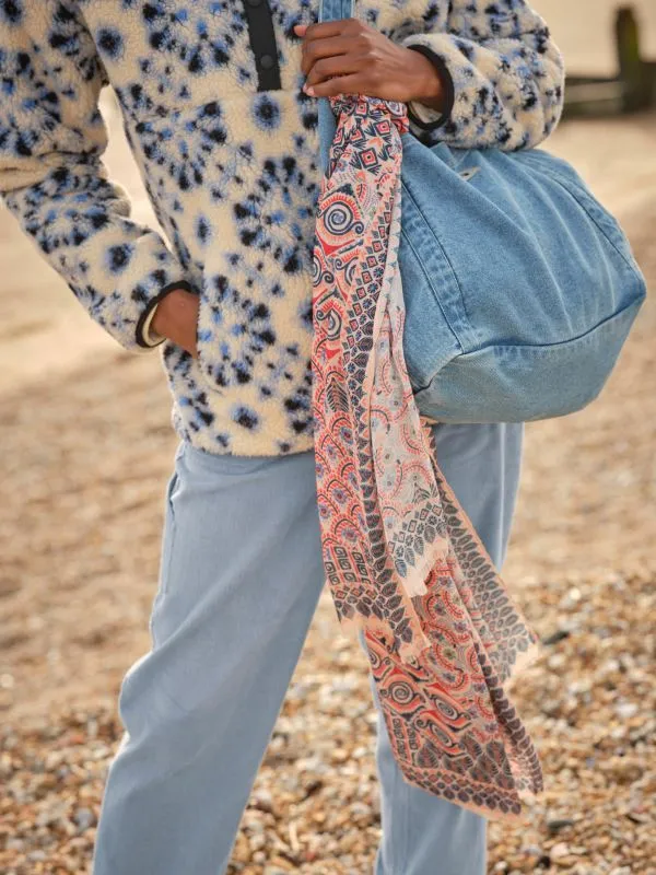 Fat Face Scarves Women Pink Patchwork Printed Lightweight Scarf