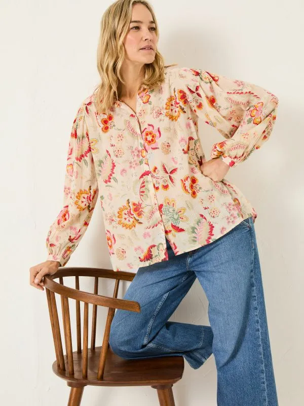 Fat Face Shirts and Blouses Women Cream 100 Cotton Ebby Blouse