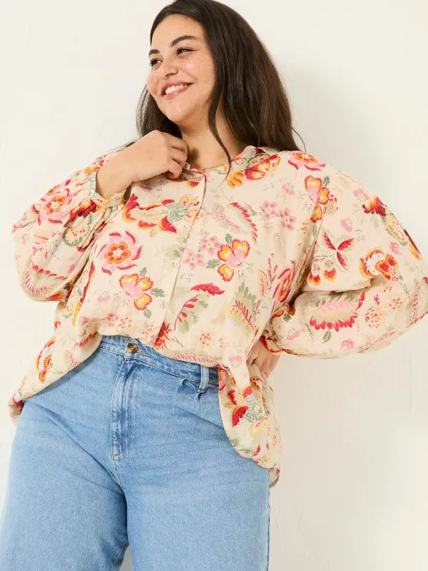 Fat Face Shirts and Blouses Women Cream 100 Cotton Ebby Blouse