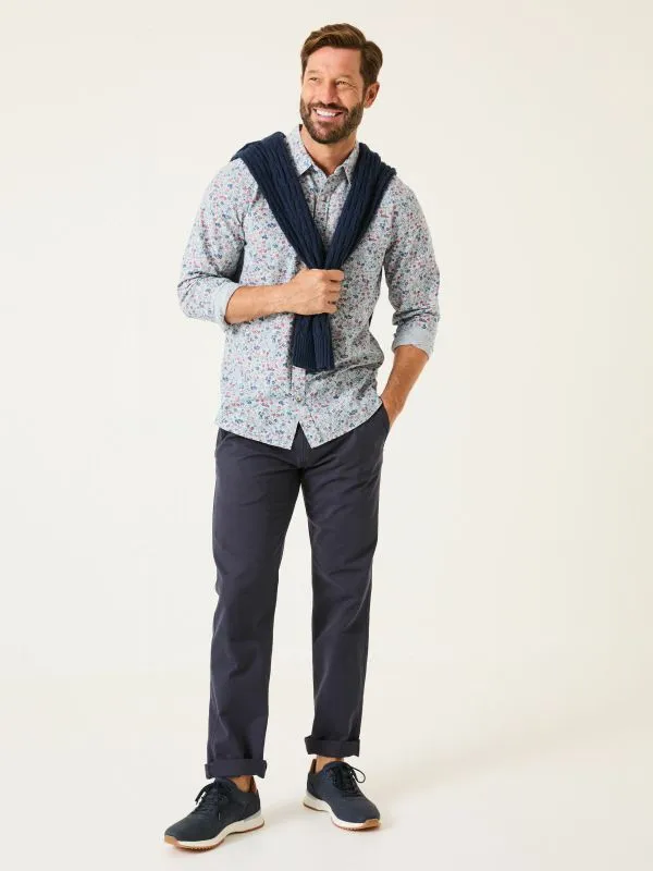 Fat Face Shirts Men Mead Blue Long Sleeve Ditsy Print Shirt