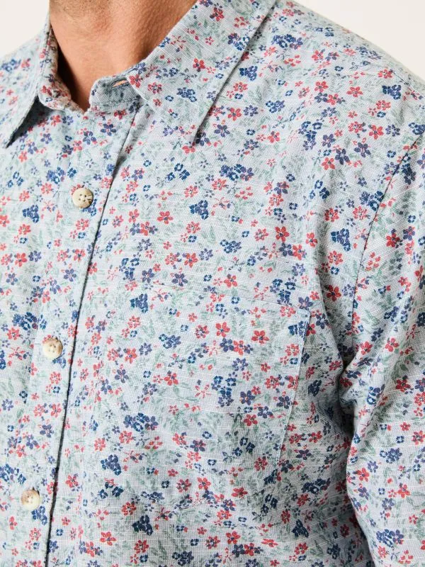 Fat Face Shirts Men Mead Blue Long Sleeve Ditsy Print Shirt